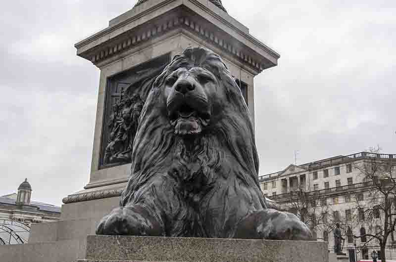 106 - Inglaterra - Londres - Trafalgar Square - Columna de Nelson - leon